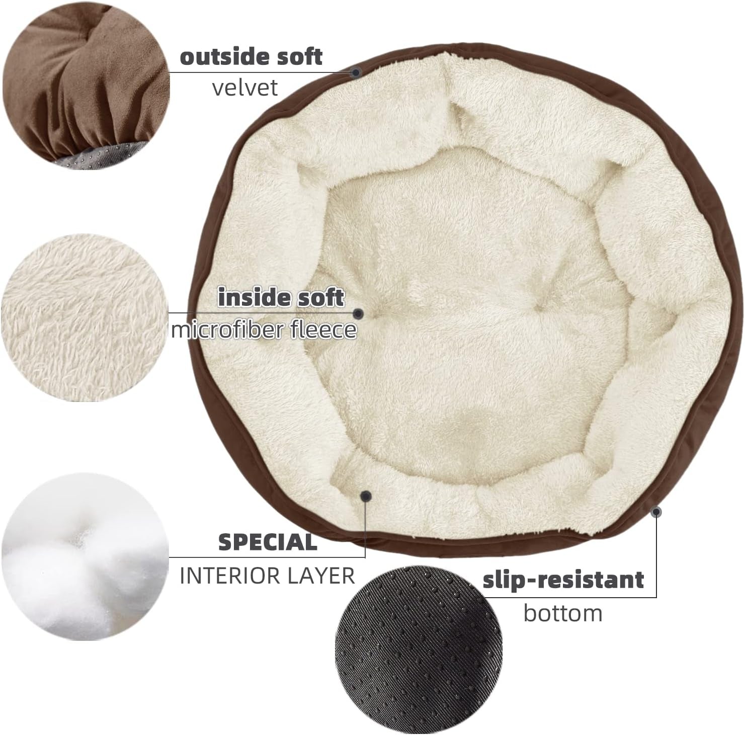 Small Dog Bed for Small Dogs, Cat Beds for Indoor Cats, Pet Bed for Puppy and Kitty, Extra Soft & Machine Washable with Anti-Slip & Water-Resistant Oxford Bottom, Brown, 20 Inches Small Dog Bed for Small Dogs, Cat Beds for Indoor Cats, Pet Bed for Puppy and Kitty, Extra Soft & Machine Washable with Anti-Slip & Water-Resistant Oxford Bottom, Brown, 20 Inches